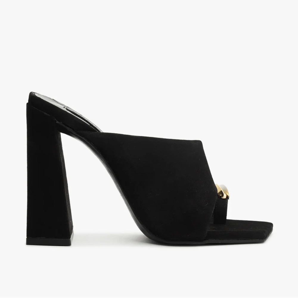 SCHUTZ Black and Gold Mules with Chunky Heel size 9B - Picture 2 of 4